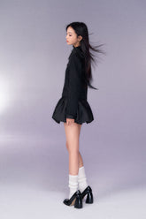 (Final Sale) Black Bouclé Blazer & Bubble Skirt Set - CHINASQUAD