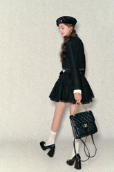 High-waisted Jacket Flared Skirt Set - CHINASQUAD