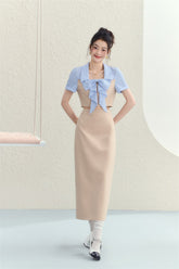 Blue Striped Shirt & Midi Skirt Set - CHINASQUAD