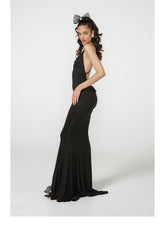 Black Backless Long Mermaid Dress - CHINASQUAD