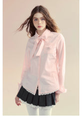 Pink & Blue Embroidered Lace Shirt - CHINASQUAD