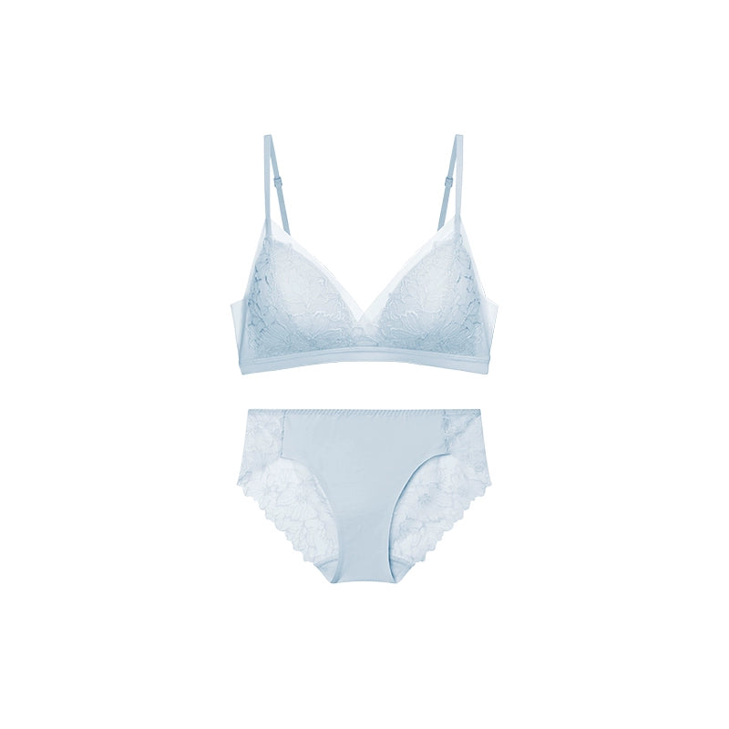 Spring Lace French Triangle Cup Bra Set - CHINASQUAD