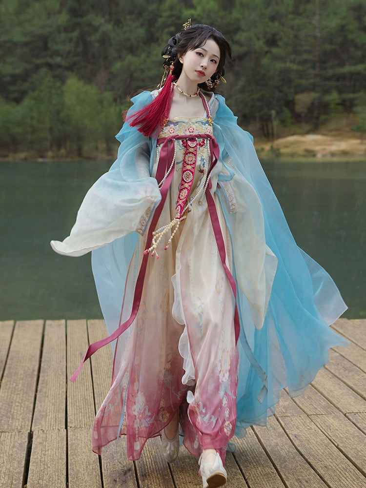 &quot;渥丹重峦&quot; Gradient Printed Tang-dynasty Hanfu - CHINASQUAD