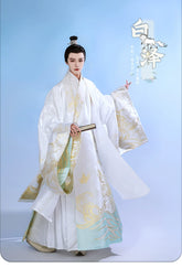 "白泽如梦" Daoist Robe & Cloak Hanfu Set - CHINASQUAD