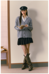 Gray & Brown College Style Knitted Cardigan - CHINASQUAD