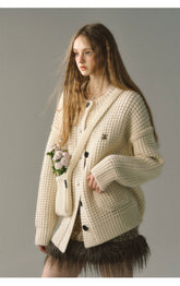 Waffle Weave Knitted Cardigan - CHINASQUAD