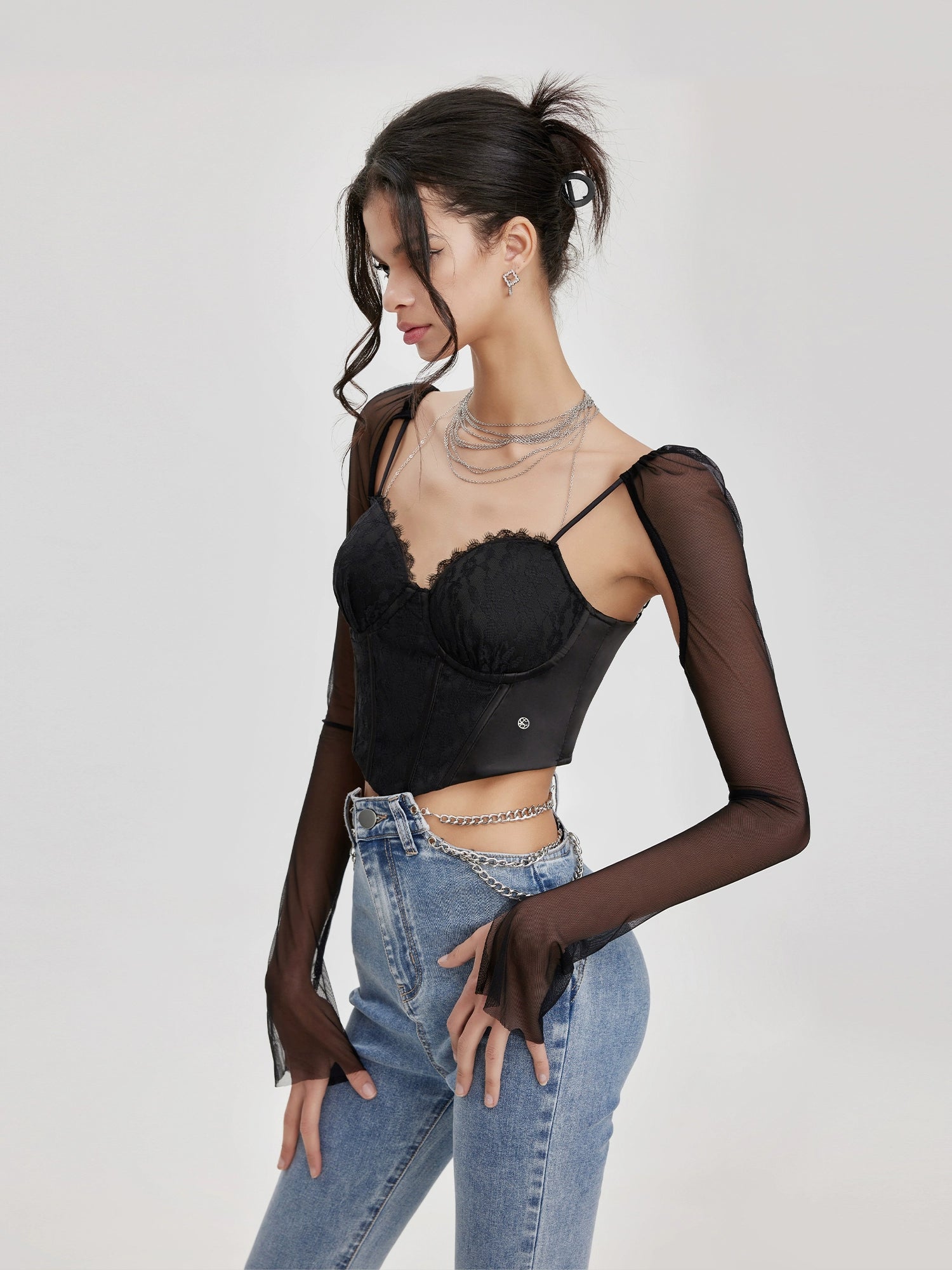 Black &amp; White Lace Stitching Tank Top - CHINASQUAD