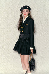 High-waisted Jacket Flared Skirt Set - CHINASQUAD