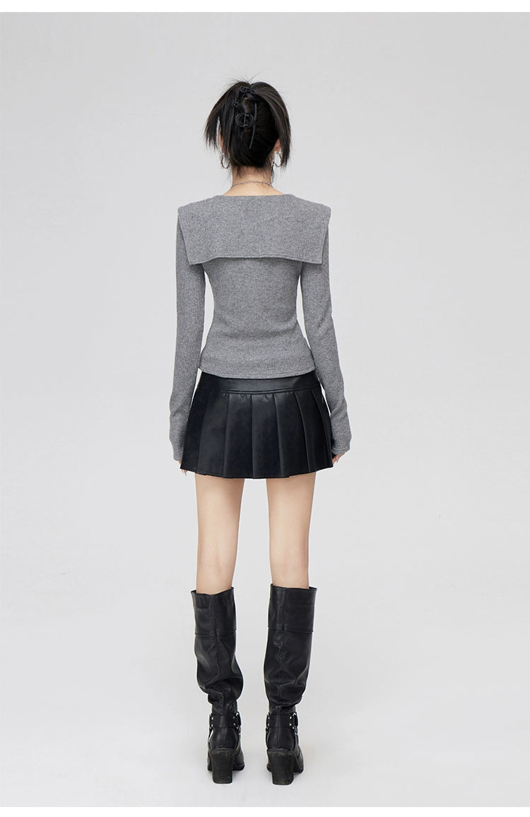 Square Neck Lurex Knit Sweater - CHINASQUAD