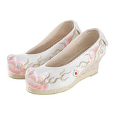 "Peony 芍药" Embroidered Heeled Bow Shoes - CHINASQUAD