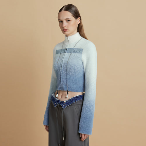 Denim Ombre Knit Turtleneck - CHINASQUAD