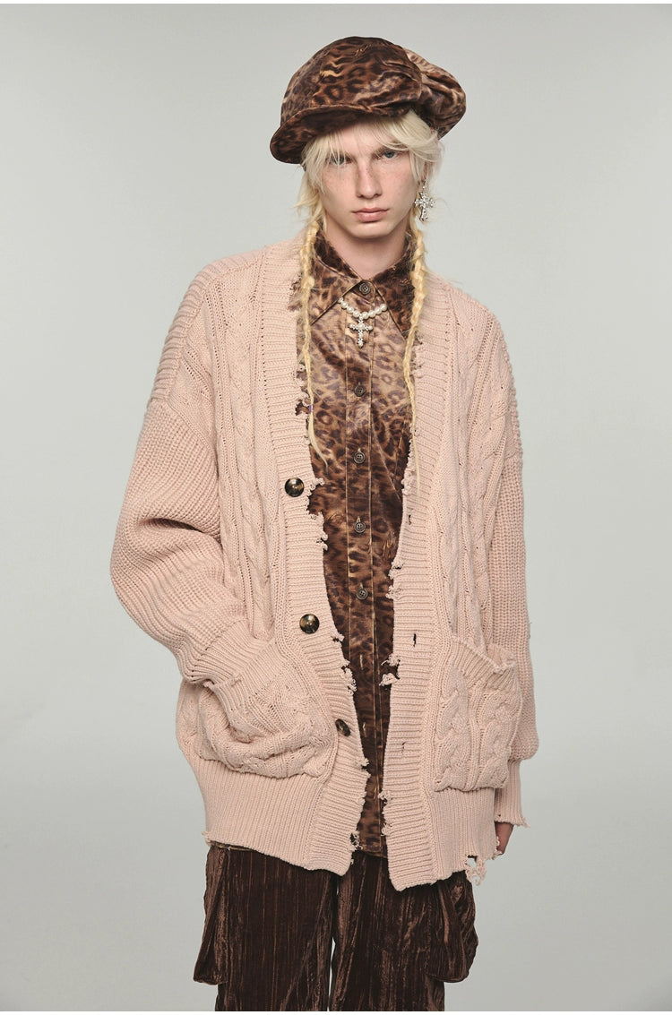 Wool Oversized Knit Cardigan - CHINASQUAD