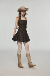 Brown Floral Minidress - CHINASQUAD