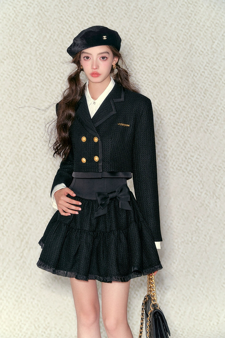 High-waisted Jacket Flared Skirt Set - CHINASQUAD