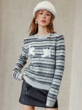 Striped & Black Round Neck Knit Sweater - CHINASQUAD