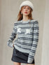 Striped & Black Round Neck Knit Sweater - CHINASQUAD