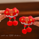 Dragon Year Lion Dance Tassel Hair Clip - CHINASQUAD