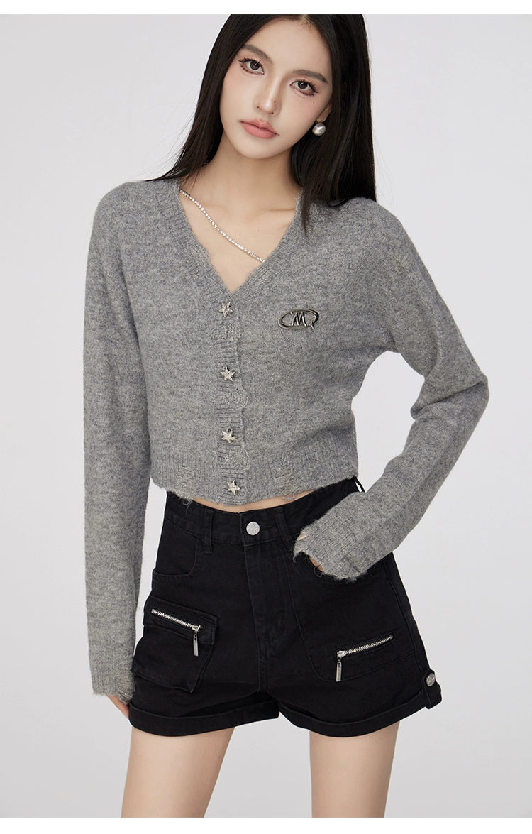 Chain Knitted Short Cardigan - CHINASQUAD