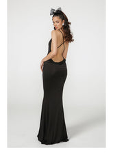 Black Backless Long Mermaid Dress - CHINASQUAD