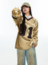 V-Neck Satin Oversized Long Sleeve T-shirt - CHINASQUAD