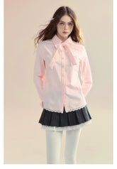 Pink & Blue Embroidered Lace Shirt - CHINASQUAD