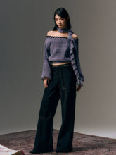 Purple Off-The-Shoulder Plaid Blouse - CHINASQUAD