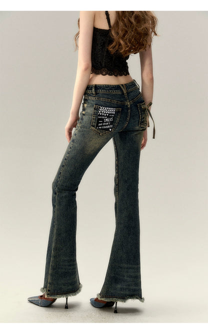 Dark Blue Denim Wide-Leg Pants - CHINASQUAD