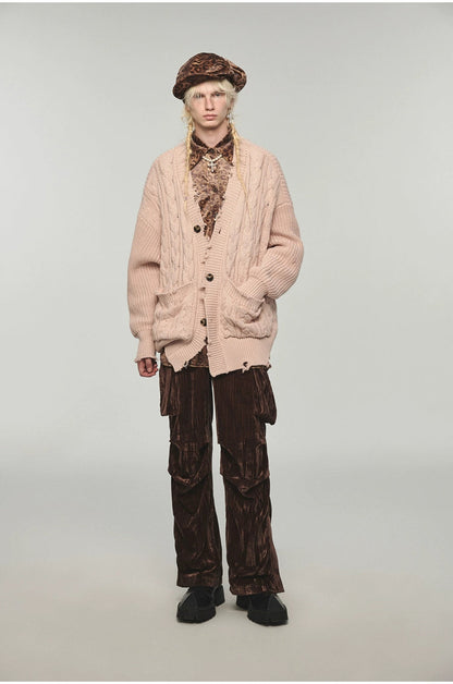 Wool Oversized Knit Cardigan - CHINASQUAD