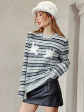 Striped & Black Round Neck Knit Sweater - CHINASQUAD