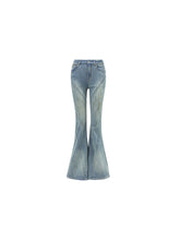 Denim Blue Low-Rise Flared Jeans - CHINASQUAD