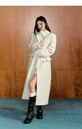 Off-white Waist-tied Wool Coat - CHINASQUAD