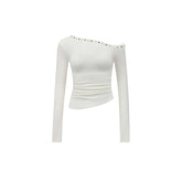 Asymmetric Embellished Blouse - CHINASQUAD