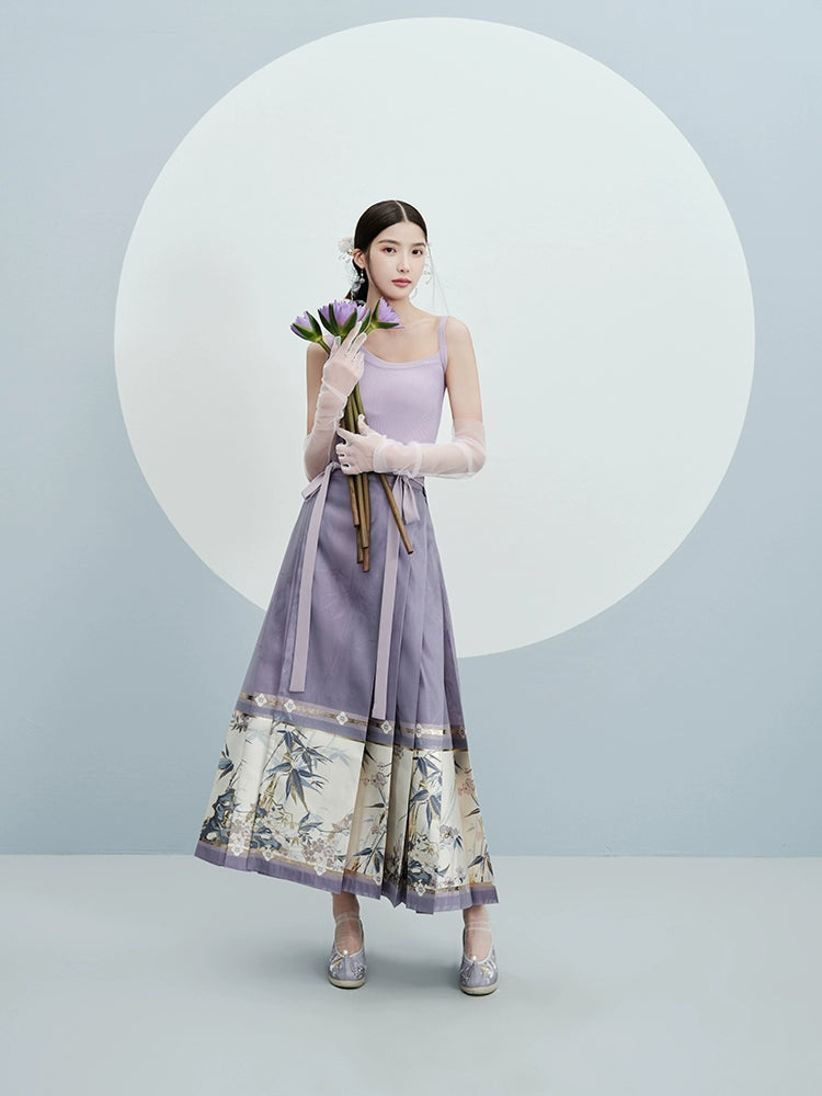 &quot;声声竹&quot; Purple Ming-style Skirt Hanfu - CHINASQUAD