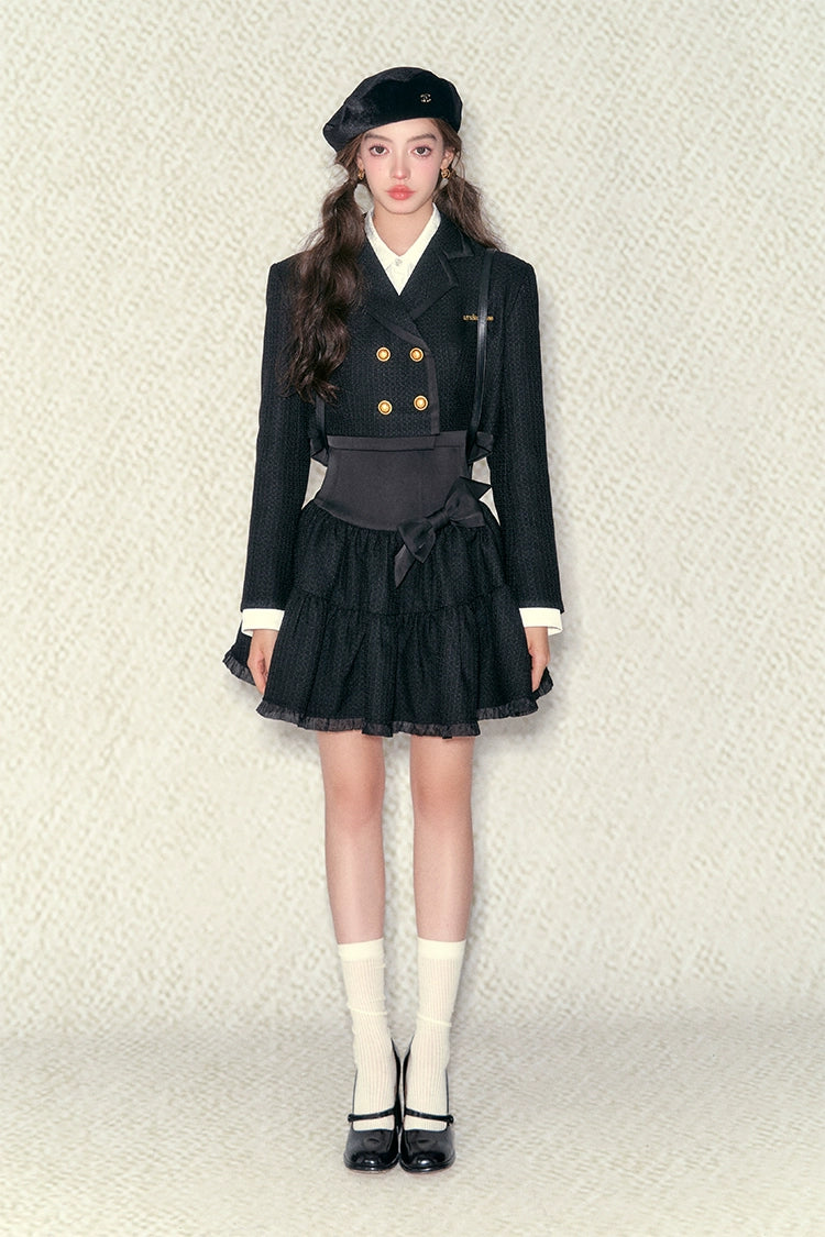 High-waisted Jacket Flared Skirt Set - CHINASQUAD