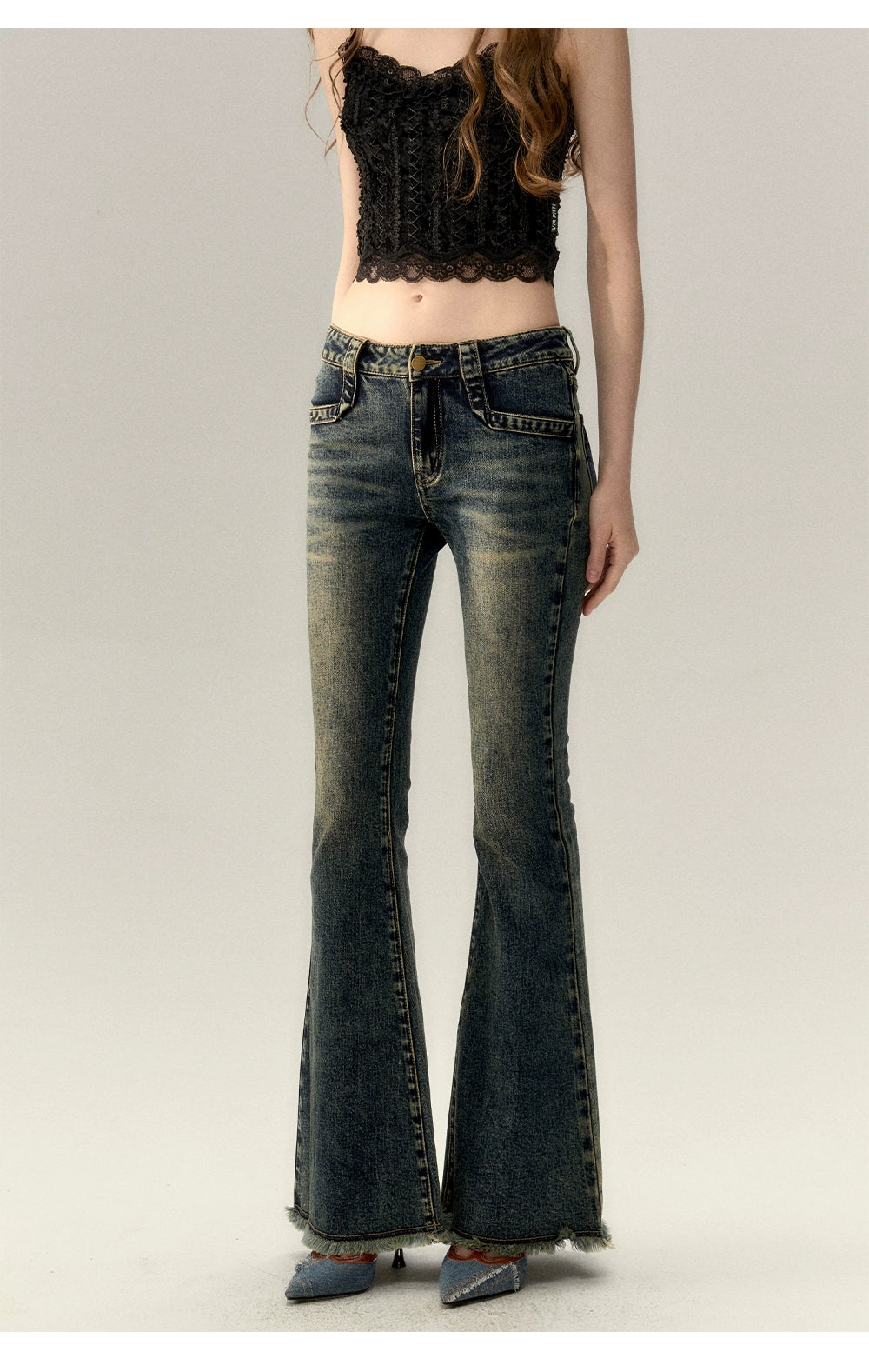 Dark Blue Denim Wide-Leg Pants - CHINASQUAD