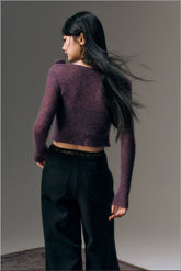 Gray & Purple Rose Wool Knitted Sweater & Vest Set - CHINASQUAD