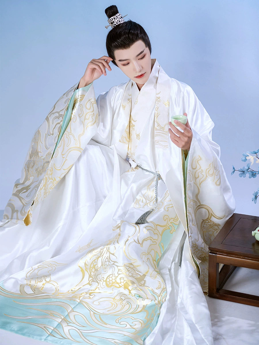 &quot;白泽如梦&quot; Daoist Robe &amp; Cloak Hanfu Set - CHINASQUAD