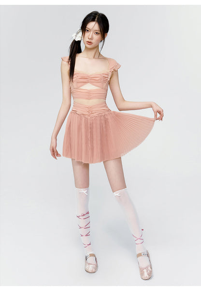 Black &amp; Orange Ballet Mesh Mini Dress - CHINASQUAD