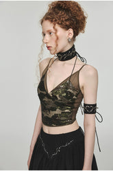 Camouflage 2-in-1 Halter Mesh Camisole - CHINASQUAD