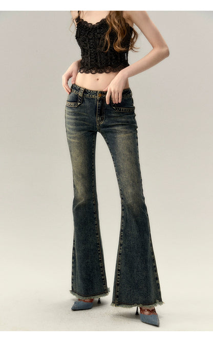 Dark Blue Denim Wide-Leg Pants - CHINASQUAD