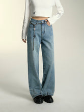 Light Blue Patchwork Wide-Leg Jeans - CHINASQUAD