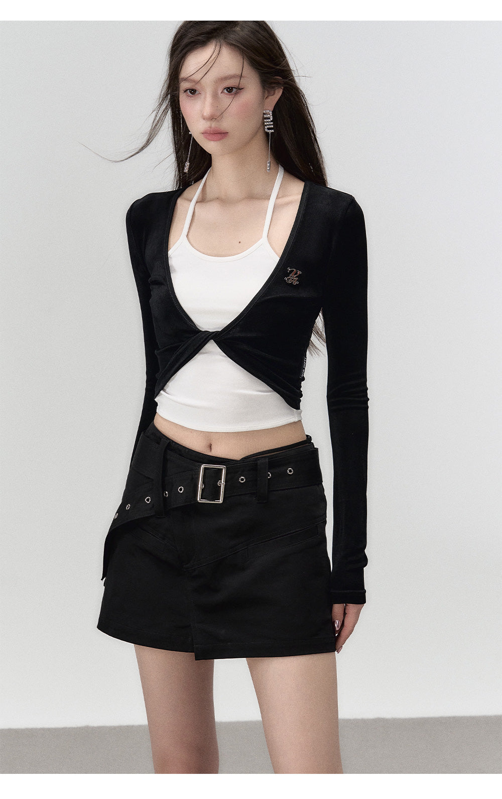 Black A-line Waistbelt Mini Skirt - CHINASQUAD