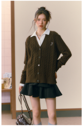 Gray & Brown College Style Knitted Cardigan - CHINASQUAD