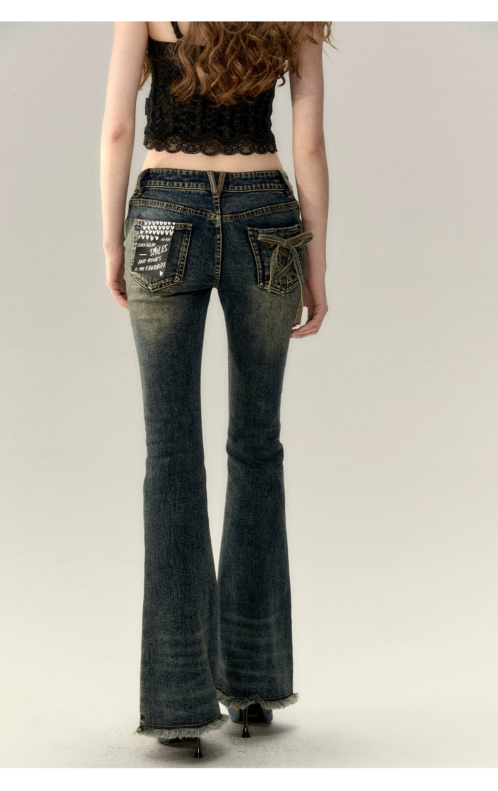 Dark Blue Denim Wide-Leg Pants - CHINASQUAD