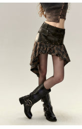 Black Patchwork Mini Skirt - CHINASQUAD