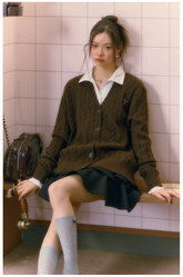 Gray & Brown College Style Knitted Cardigan - CHINASQUAD