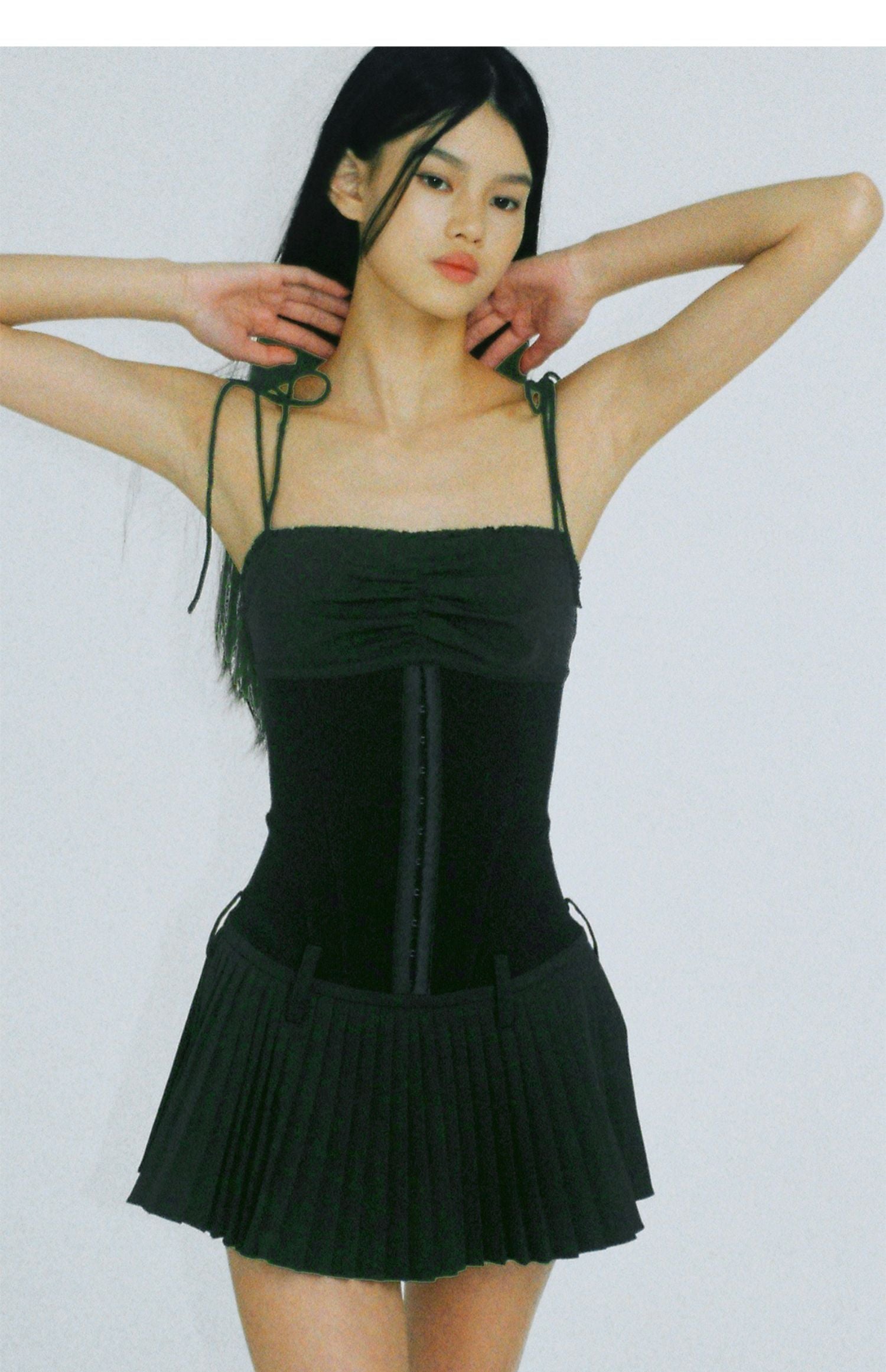 Pleated Spliced Mini Dress - CHINASQUAD