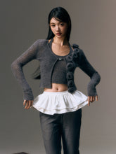 Gray & Purple Rose Wool Knitted Sweater & Vest Set - CHINASQUAD