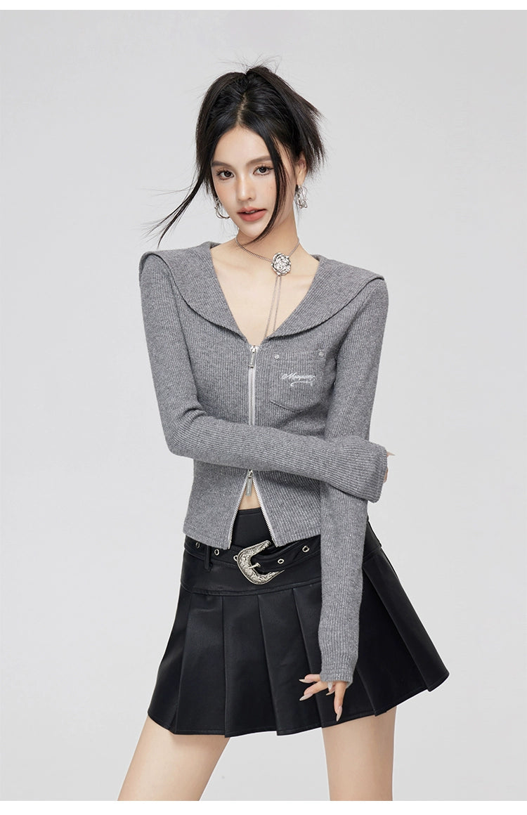 Square Neck Lurex Knit Sweater - CHINASQUAD