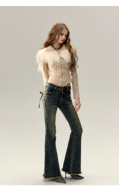 Dark Blue Denim Wide-Leg Pants - CHINASQUAD